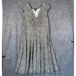 Blooming Rose Babydoll Dress 2X Dark Floral Cap Sleeve Midi‎ Liquid Knit Sheath